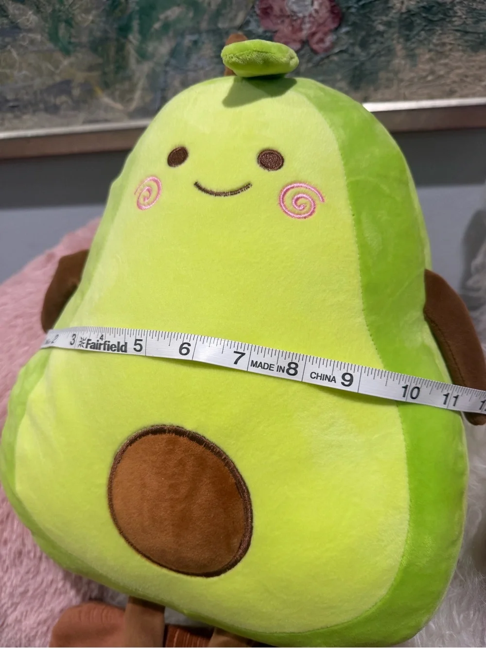 Cute Avocado Plush Pillow - Bright Lime Green